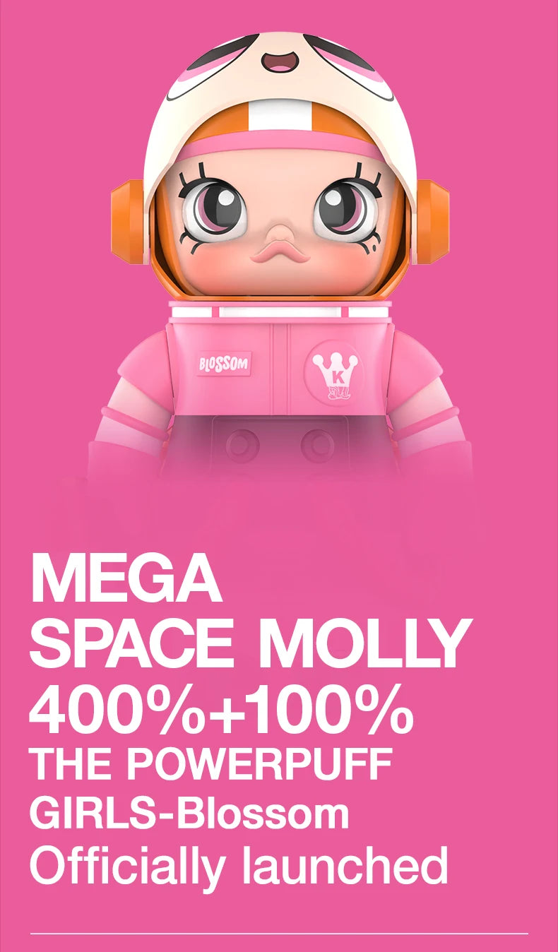 POP MART MEGA SPACE MOLLY 400%+100% THE POWERPUFF GIRLS Blossom Limited Edition