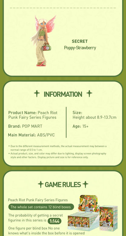 POP MART Peach Riot Punk Fairy Series Mystery Box 1PC/12PCS POPMART Blind Box Action Figure Cute Toy