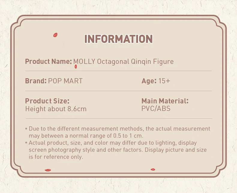 POP MART MOLLY Octagonal Qinqin Figure Limited to 2pcs per Order