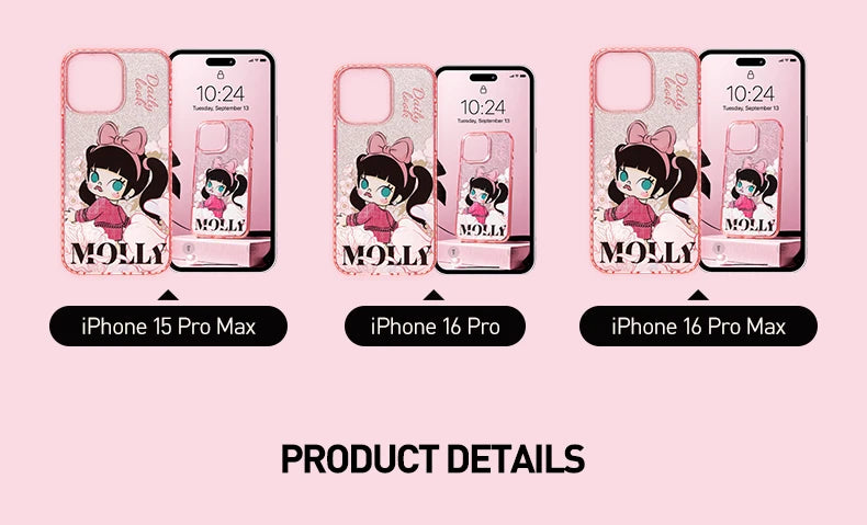 POP MART MOLLY Daily Look Series-Phone Case for iPhone 15 Pro Max iPhone 16 Pro iPhone 16 Pro Max