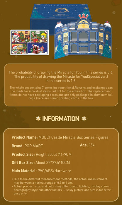 POP MART MOLLY Castle Miracle Box Series Figures Action Figure Cute Toy