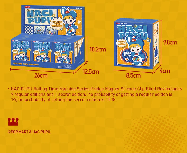 POP MART HACIPUPU Rolling Time Machine Series-Fridge Magnet Silicone Clip Blind Box 1PC/9PCS POPMART Mystery Box
