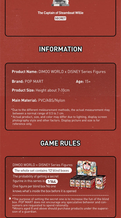 POP MART DIMOO WORLD × DISNEY Series Figures Blind Box 1PC/12PCS Mystery Box