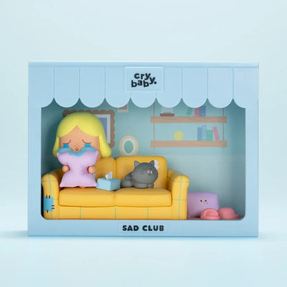 POP MART CRYBABY Sad Club Series Scene Sets by Molly 1PC/8PCS POPMART Blind Box Anime Action Figure Cute Figurine Cry Baby