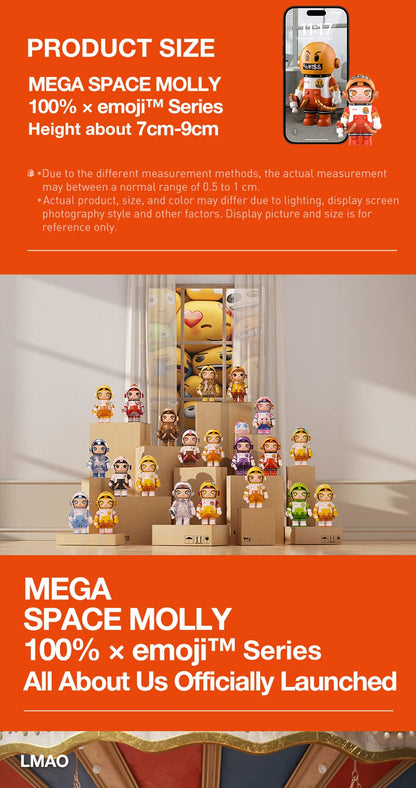 POP MART MEGA SPACE MOLLY 100% × emoji Series 1PC/9PCS POPMART Blind Box Action Figure Cute Toy