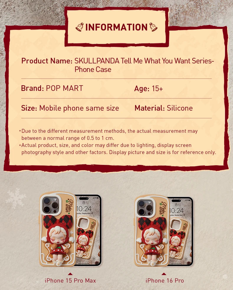 POP MART SKULLPANDA Tell Me What You Want Series - Phone Case for iPhone 15 Pro Max iPhone 16 Pro