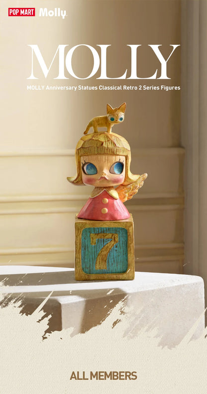 POP MART MOLLY Anniversary Statues Classical Retro 2 Series Mystery Box 1PC/10PCS POPMART Blind Box Cute Collectible Art Toy