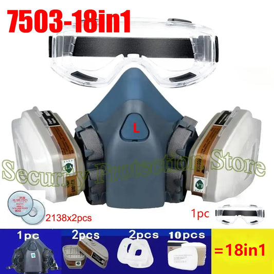 7503 Respirator Mask Protective Mask Industry Painting Spray Dust Gas Mask With 3M 501 5N11 6001CN Chemcial Half face Mask