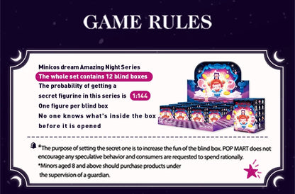 POP MART Minicos Dream Amazing Night Series Mystery Box 1PC/12PCS POPMART Blind Box Collectible Figurine Action Figure