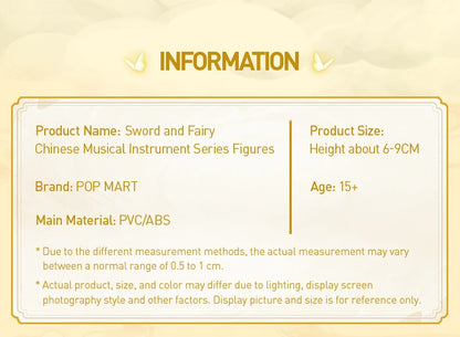 POP MART Sword and Fairy Chinese Musical Instrument Series Mystery Box 1PC/12PCS POPMART Blind Box Action Figure Cute Toy