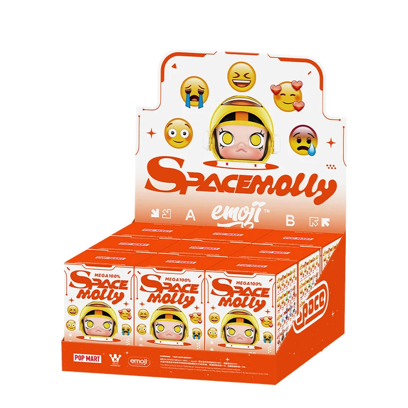 POP MART MEGA SPACE MOLLY 100% × emoji Series 1PC/9PCS POPMART Blind Box Action Figure Cute Toy