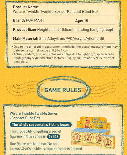 POP MART We are Twinkle Twinkle Series - Pendant Blind Box 1PC/9PCS POPMART Mystery Box Cute Toy