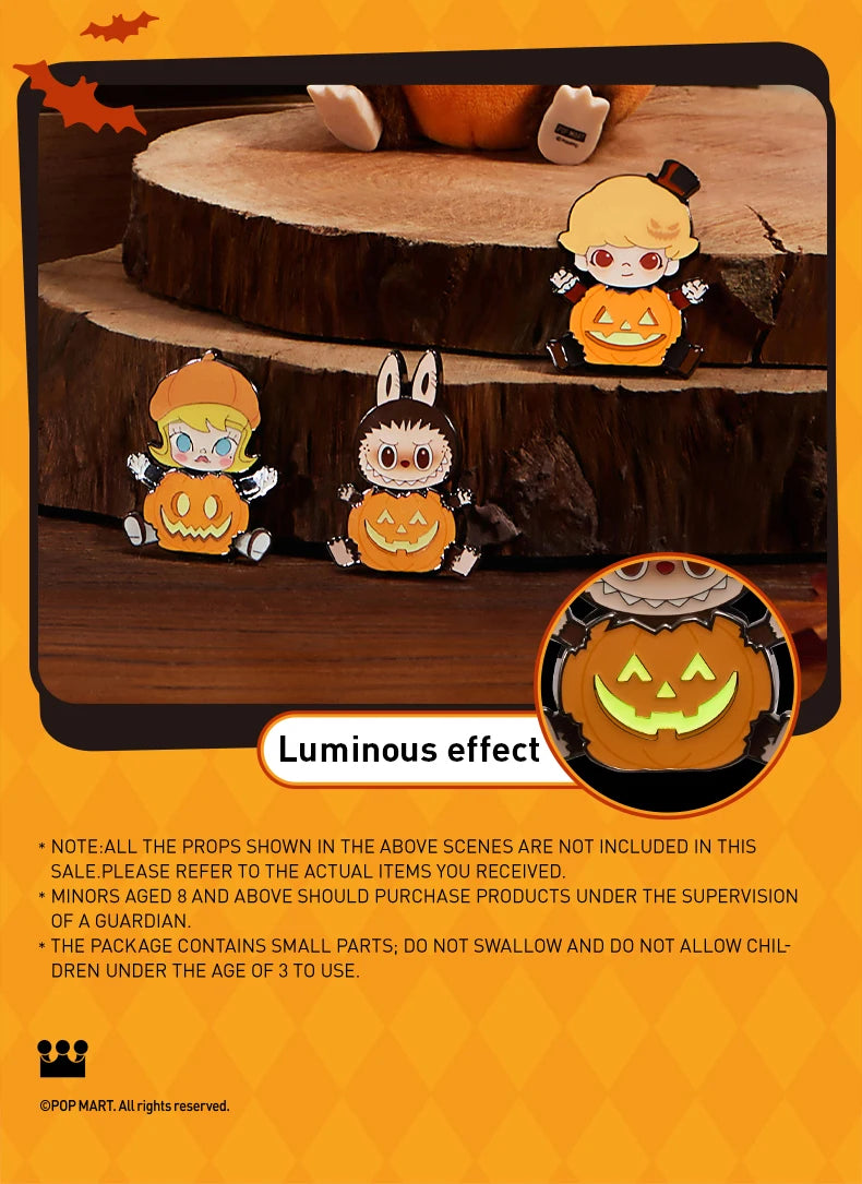 POP MART Happy Halloween Party Series - Pumpkin Fridge Magnet Badge LABUBU MOLLY DIMOO