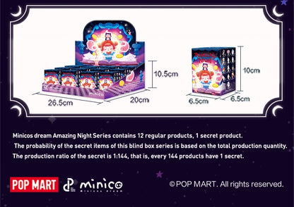 POP MART Minicos Dream Amazing Night Series Mystery Box 1PC/12PCS POPMART Blind Box Collectible Figurine Action Figure