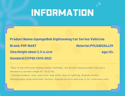 POP MART SpongeBob Sightseeing Car Series Vehicles Mystery Box 1PC/9PCS Blind Box POPMART Car Toy