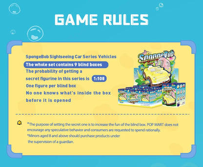 POP MART SpongeBob Sightseeing Car Series Vehicles Mystery Box 1PC/9PCS Blind Box POPMART Car Toy