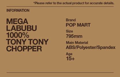 POP MART MEGA LABUBU 1000% TONY TONY CHOPPER Limited Edition Limited to 1pc per user ID