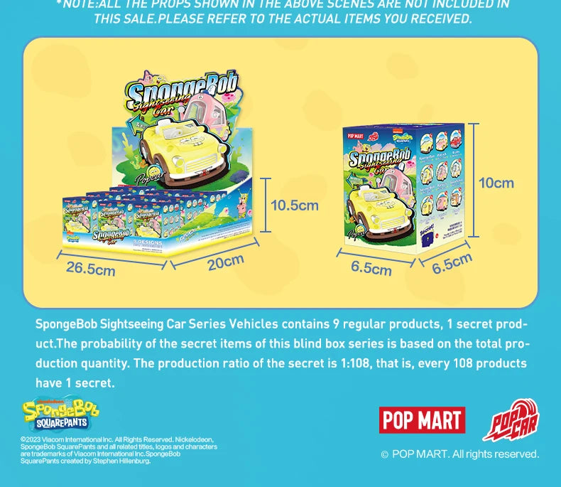 POP MART SpongeBob Sightseeing Car Series Vehicles Mystery Box 1PC/9PCS Blind Box POPMART Car Toy