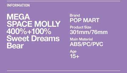 POP MART MEGA SPACE MOLLY 400%+100% Sweet Dream Bears Limited Edition Limited to 1pc per user ID