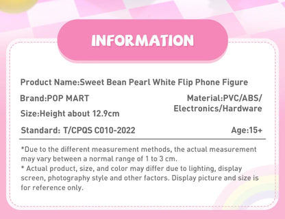 POP MART Sweet Bean Pearl White Flip Phone 100% Figure Cute Toy Action Figurine