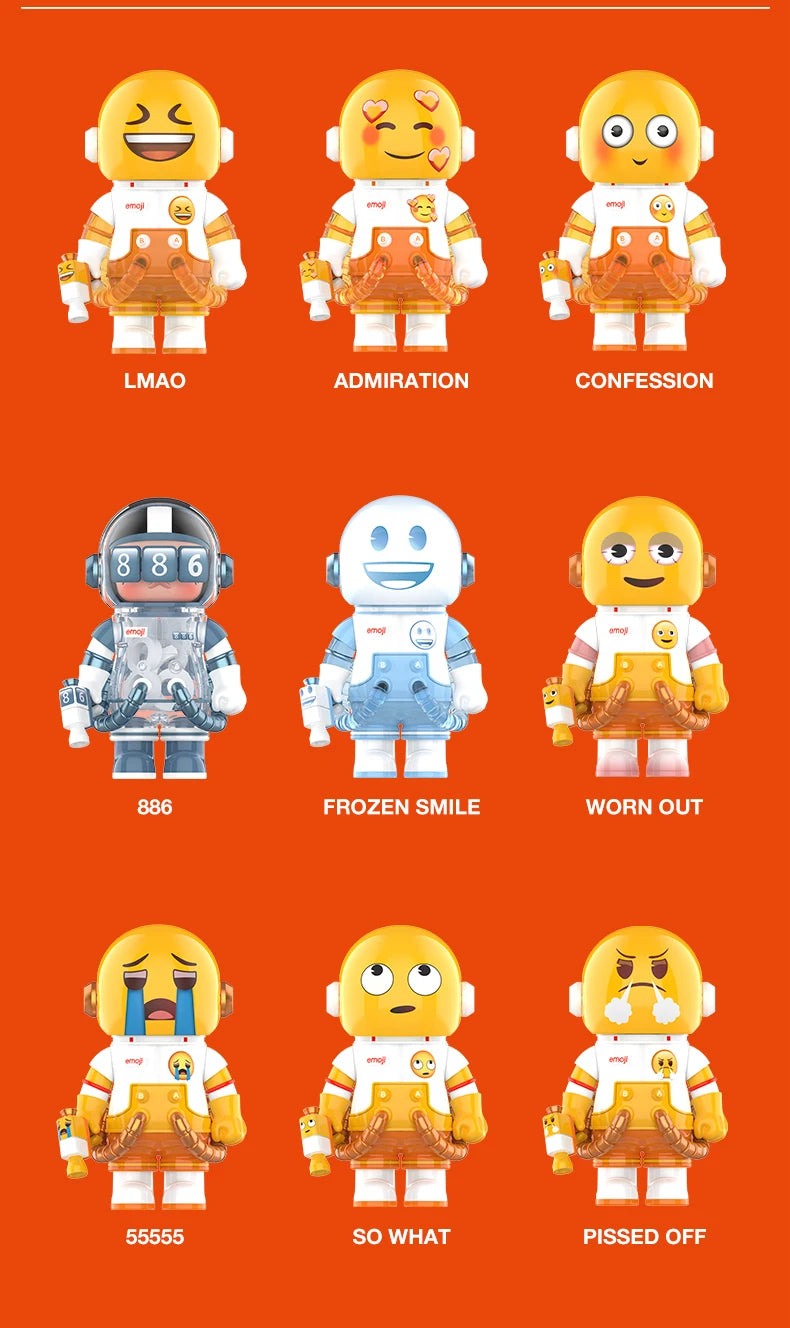 POP MART MEGA SPACE MOLLY 100% × emoji Series 1PC/9PCS POPMART Blind Box Action Figure Cute Toy