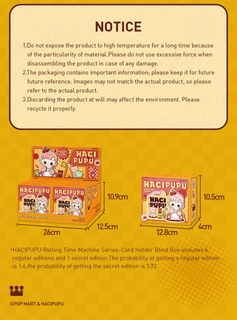 POP MART HACIPUPU-Rolling Time Machine Series-Card Holder Blind Box Mystery Box 1PC/6PCS Blind Box
