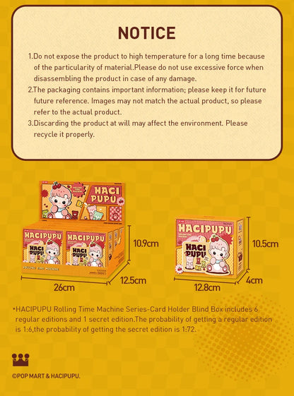 POP MART HACIPUPU-Rolling Time Machine Series-Card Holder Blind Box Mystery Box 1PC/6PCS Blind Box