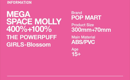 POP MART MEGA SPACE MOLLY 400%+100% THE POWERPUFF GIRLS Blossom Limited Edition