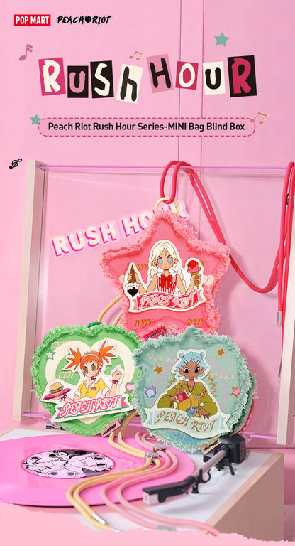 POP MART Peach Riot Rush Hour Series -Mini Bag Blind Box Mystery Box 1PC/6PCS POP MART Blind Box Action Figure Cute Toy