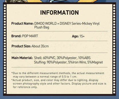 POP MART DIMOO WORLD × DISNEY Series-Mickey Vinyl Plush Bag