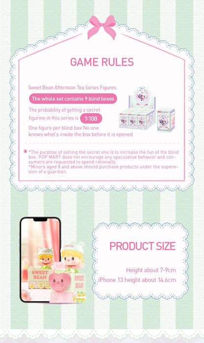 POP MART Sweet Bean Afternoon Tea Series Mystery Box 1PC/9PCS POPMART Blind Box Anime Action Figure Cute Figurine