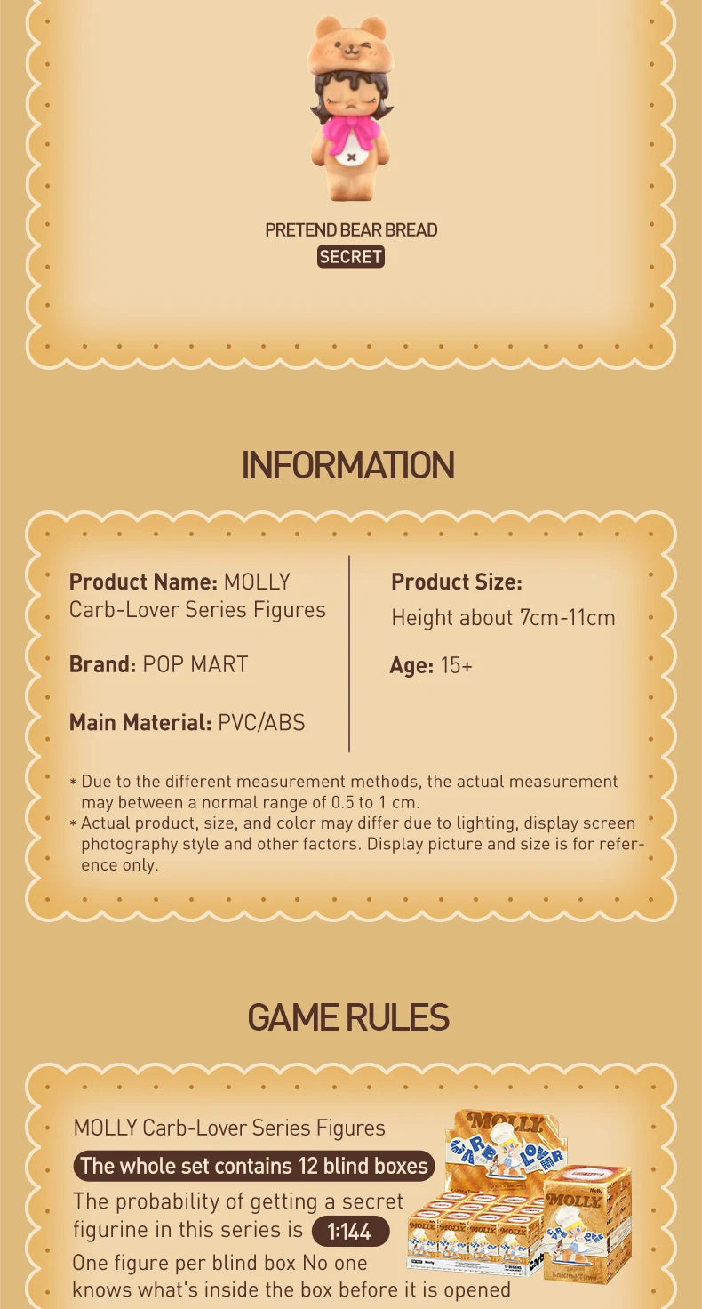 POP MART MOLLY Carb-Lover Series Figures Mystery Box 1PC/12PCS POPMART Blind Box Figure