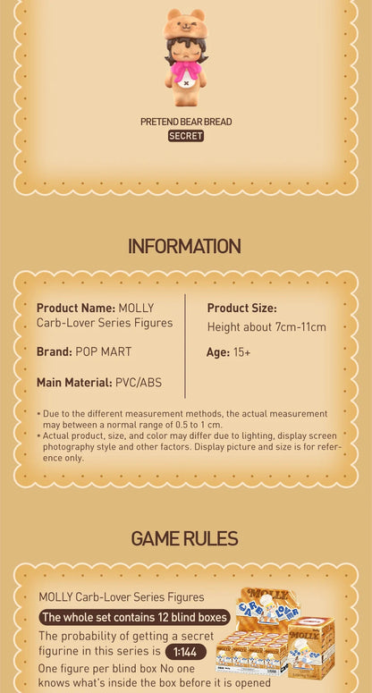 POP MART MOLLY Carb-Lover Series Figures Mystery Box 1PC/12PCS POPMART Blind Box Figure