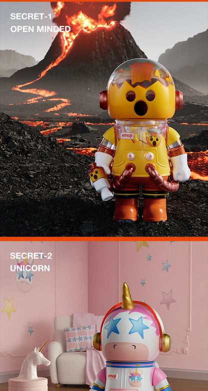 POP MART MEGA SPACE MOLLY 100% × emoji Series 1PC/9PCS POPMART Blind Box Action Figure Cute Toy