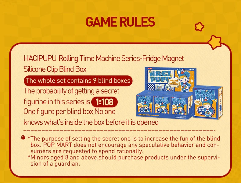POP MART HACIPUPU Rolling Time Machine Series-Fridge Magnet Silicone Clip Blind Box 1PC/9PCS POPMART Mystery Box