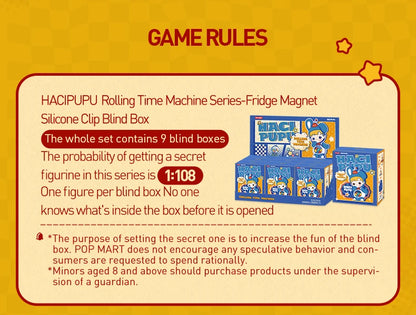POP MART HACIPUPU Rolling Time Machine Series-Fridge Magnet Silicone Clip Blind Box 1PC/9PCS POPMART Mystery Box