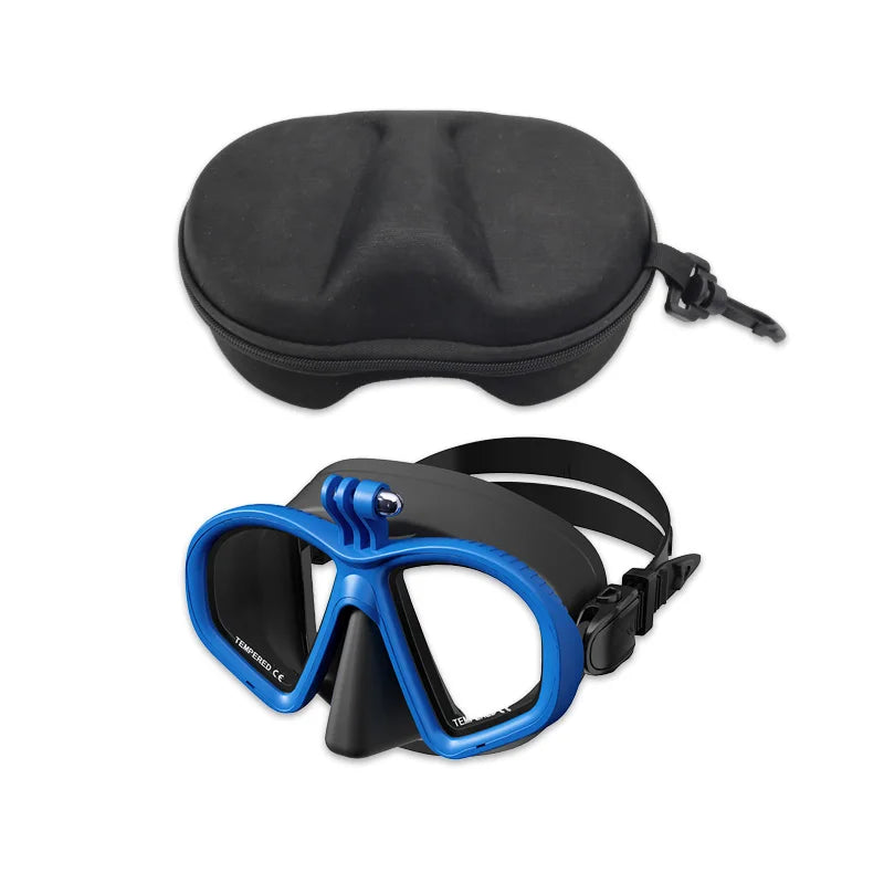 Low Volume Diving Mask J-type Wet Go-pro MountTempered Glass Freedive Mask Diving Mask Snorkel Set with Camera Mount Black 프리다이빙