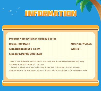 POP MART ViViCat Holiday Series Mystery Box 1PC/9PCS Blind Box POPMART Action Figurine Cute Cat Kids Toy