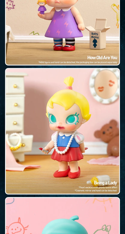POP MART Baby Molly When I was Three! Series Mystery Box by Kenny Wong 1PC/12PCS POPMART Blind Box Action Figure Cute Toy
