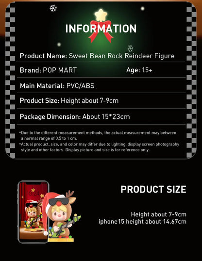 POP MART Sweet Bean Rock Reindeer Figure 100% Figurine Cute Toy Action Figure