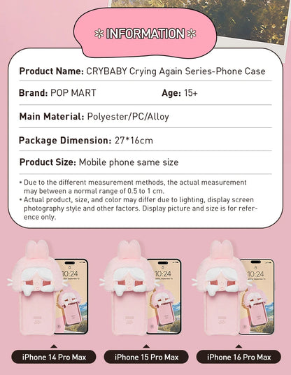 POP MART CRYBABY Crying Again Series - Phone Case for iPhone 14 Pro Max/ iPhone 15 Pro Max/ iPhone 16 Pro Max