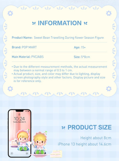 POP MART Sweet Bean Travelling During Flower Season 100% Figure Cute Toy