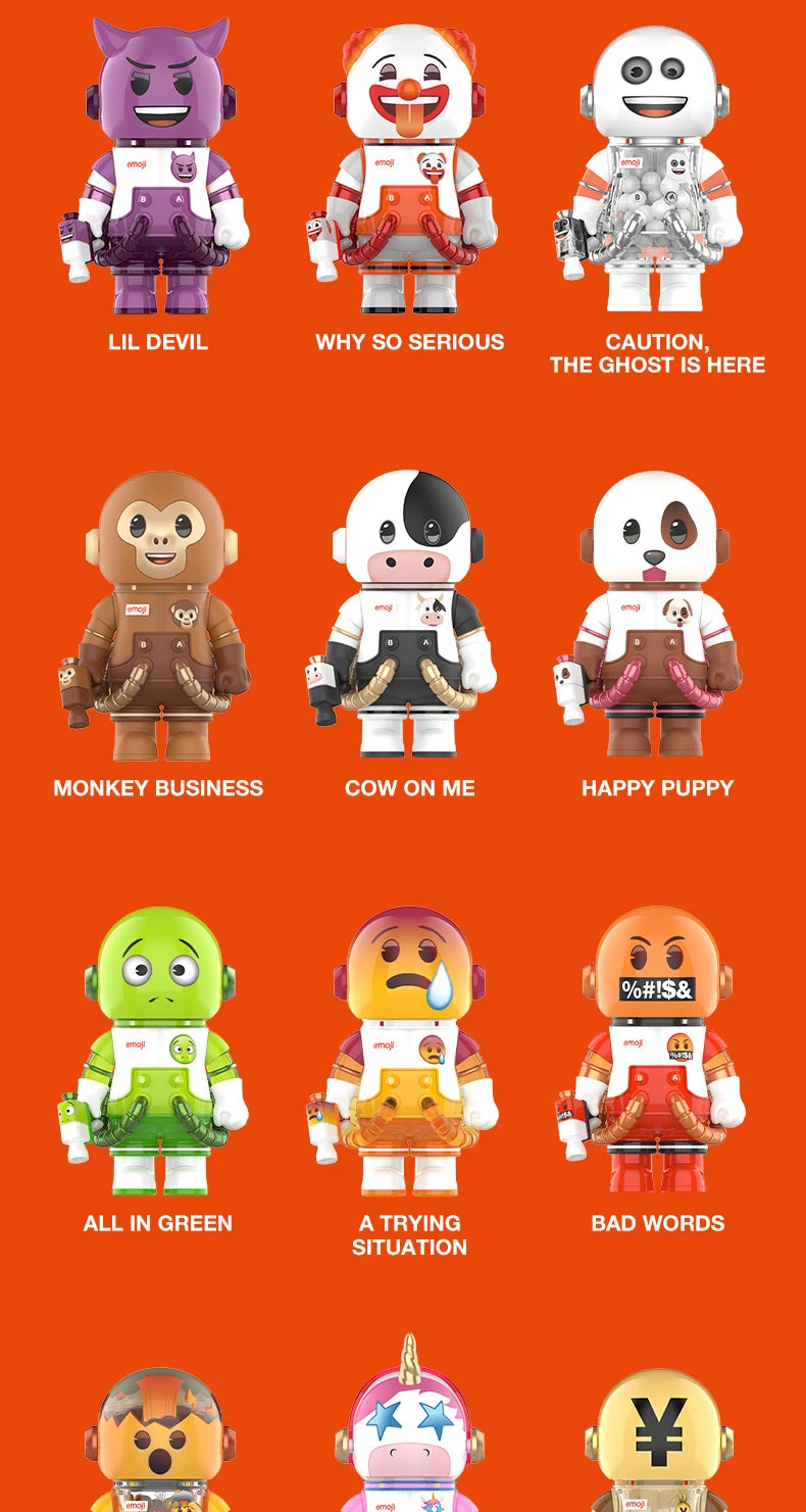 POP MART MEGA SPACE MOLLY 100% × emoji Series 1PC/9PCS POPMART Blind Box Action Figure Cute Toy