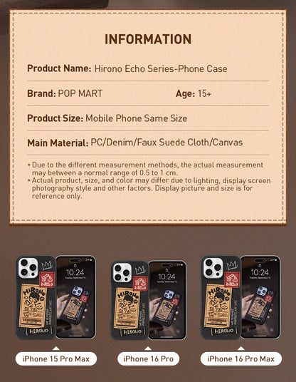 POP MART Hirono Echo Series-Phone Case for iPhone 15 Pro Max/16 Pro/16 Pro Max