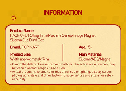POP MART HACIPUPU Rolling Time Machine Series-Fridge Magnet Silicone Clip Blind Box 1PC/9PCS POPMART Mystery Box