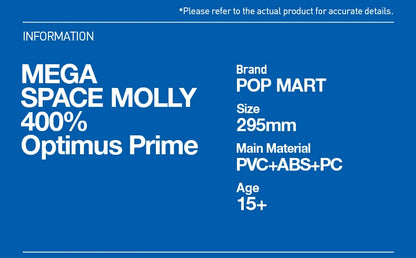 POP MART MEGA SPACE MOLLY 400% Optimus Prime Limited Edition Limited to 1pc per user ID