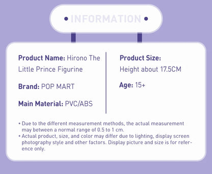 POP MART Hirono The Little Prince Figurine Limited to 1pc per order