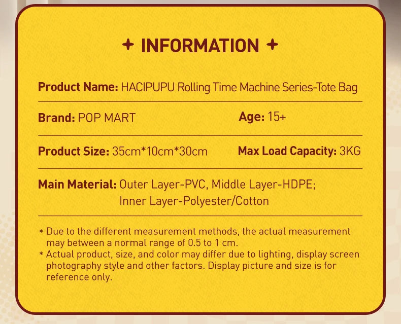 POP MART HACIPUPU Rolling Time Machine Series-Tote Bag