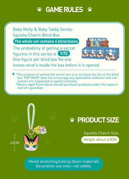 POP MART THE MONSTERS Baby Molly & Baby Tabby Series-Pinch Pendant Blind Box 1PC/6PCS Blind Box