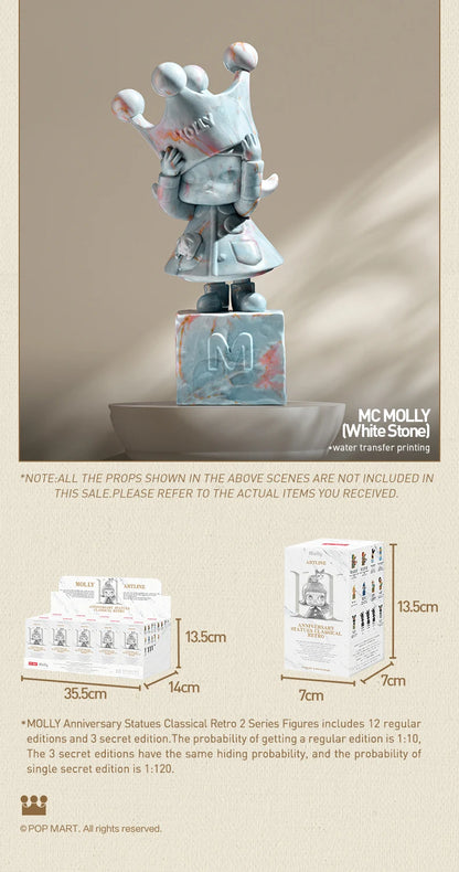 POP MART MOLLY Anniversary Statues Classical Retro 2 Series Mystery Box 1PC/10PCS POPMART Blind Box Cute Collectible Art Toy